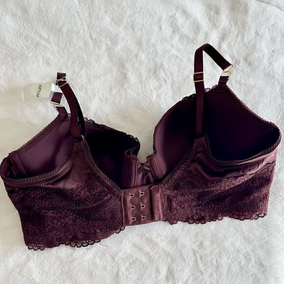 NWT Aerie Real Power Burgundy Floral Lace Balconette Bra - 34D - Picture 6 of 6